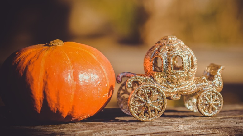 gold glittered pumpkin carriage