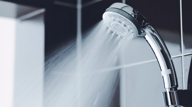 Shower head spraying water