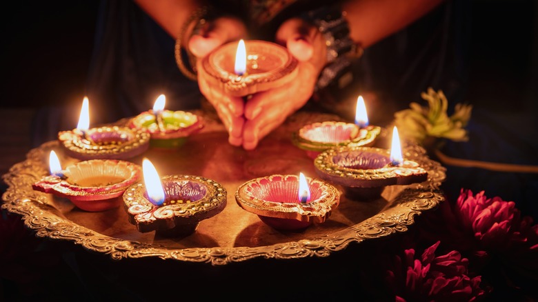 Diwali celebration candles