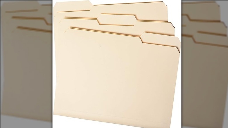 stack of empty file folders