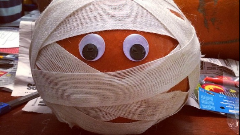 Mummy pumpkin with gauze