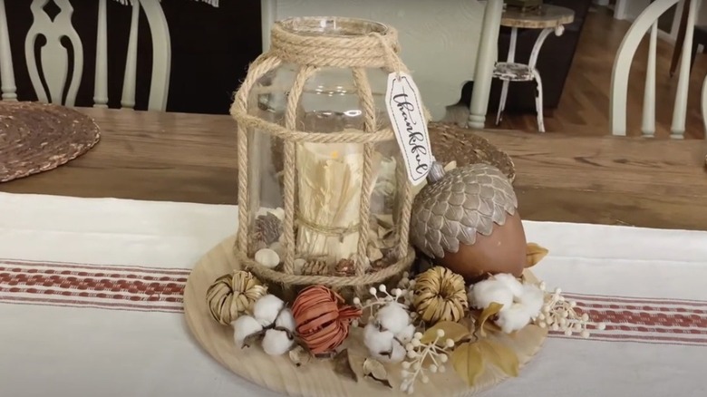 fall themed pickle jar lantern