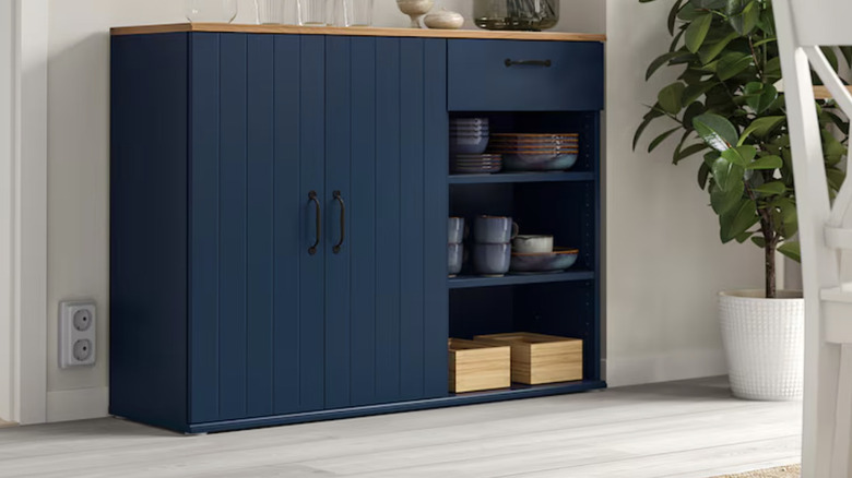 An IKEA SCRUVBY sideboard outfitted in a kitchen area