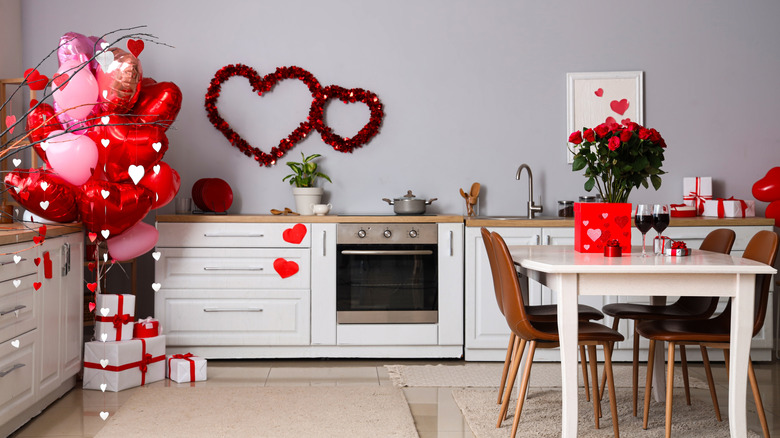 Room filled with Valentine's decor