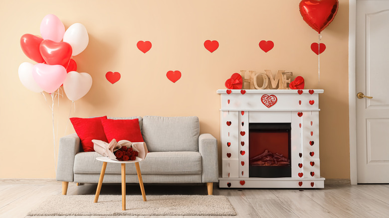 Home decorated with Valentine's Day hearts