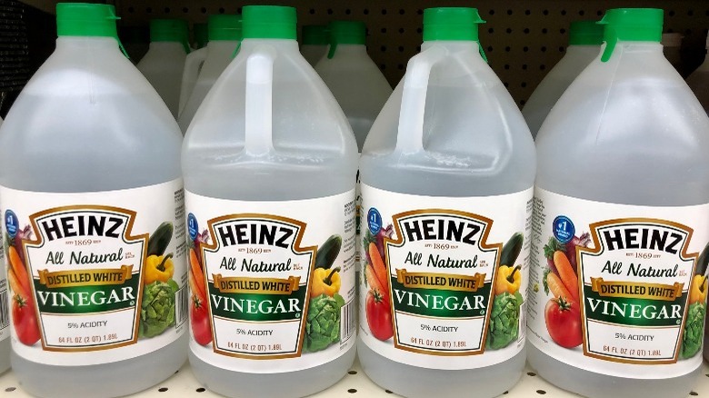 Vinegar bottles in a supermarket