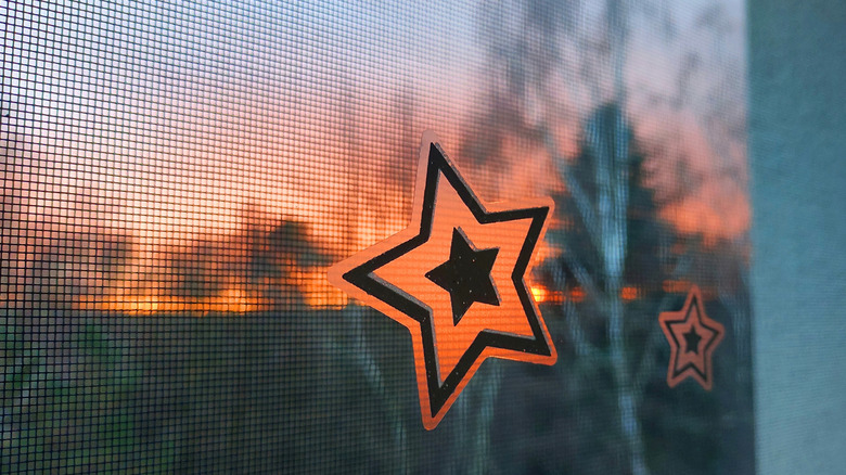 Star decorative decals on a window