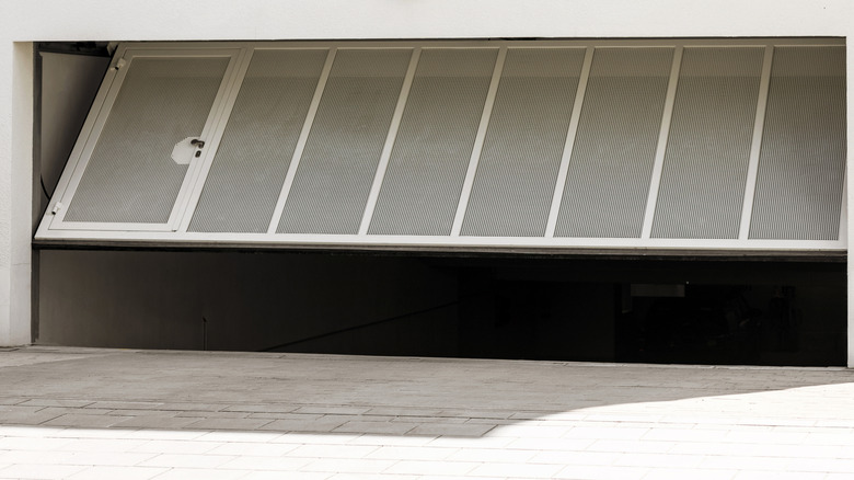 Open grated garage door