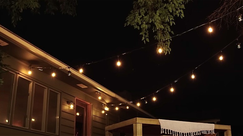 Outdoor string lights over table