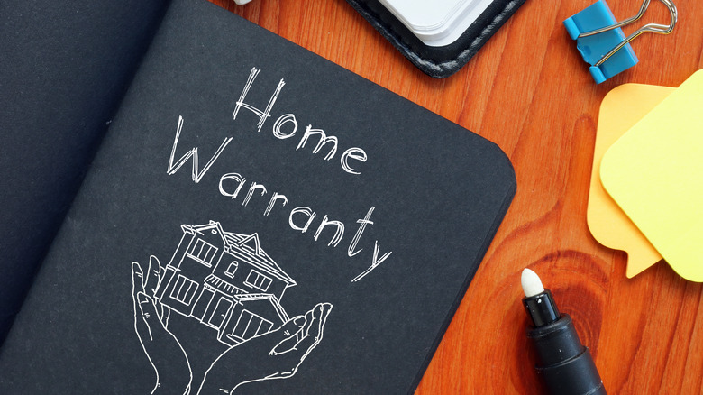 Home warranty guide on desk