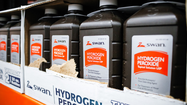 Hydrogen peroxide on store shelf