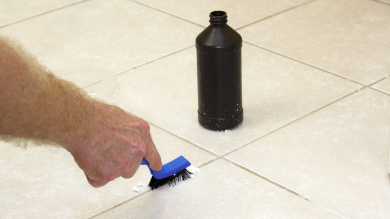 scrubbing tile with hydrogen peroxide