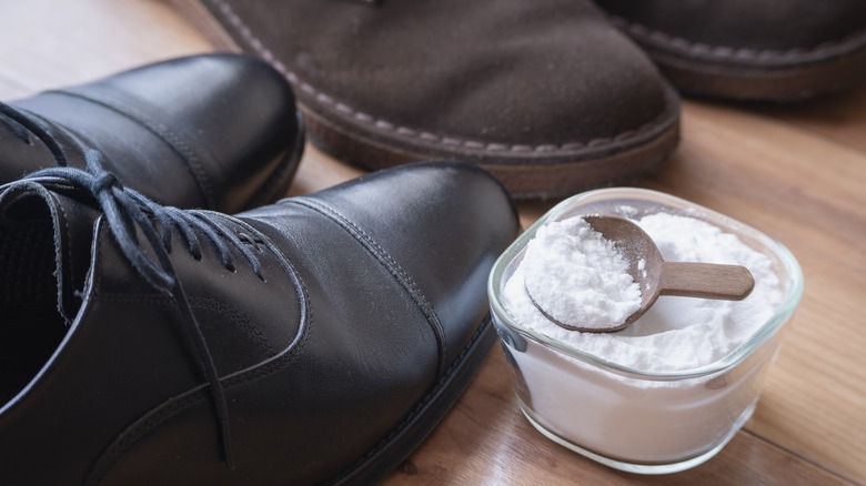 shoes and baking soda jar