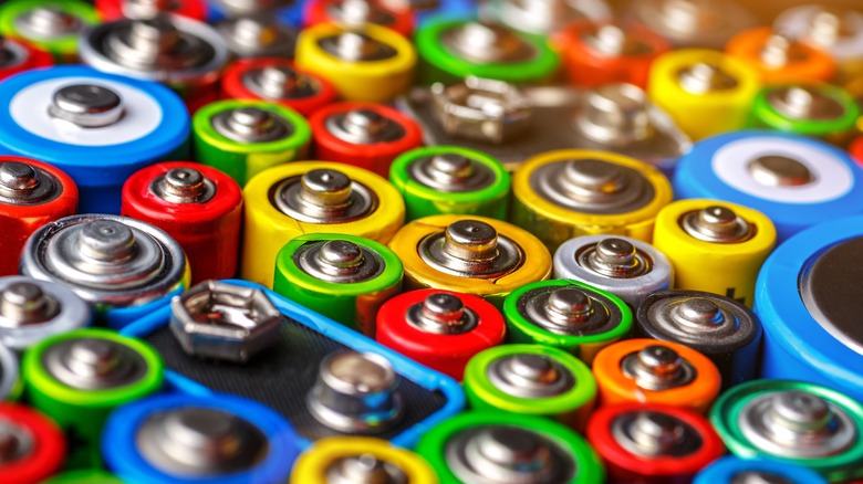 Close-up of batteries