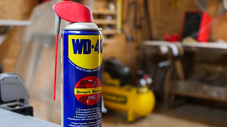 WD-40 canister inside workshop