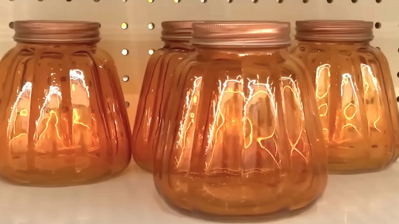 pumpkin jars on store shelf