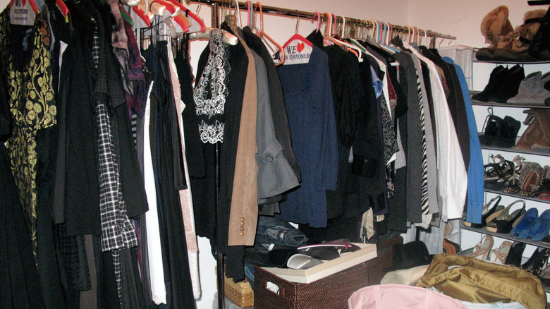 Messy clothes closet