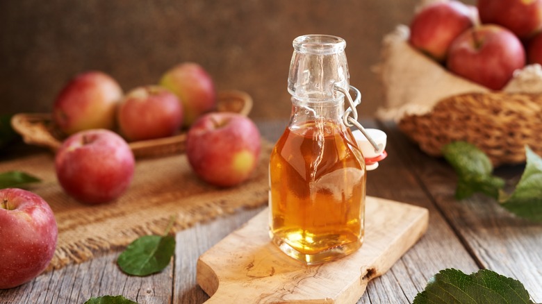 apple cider vinegar glass bottle