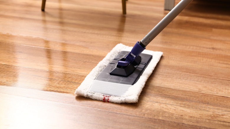 Mopping wood floor