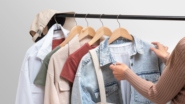 Clothes on rack 