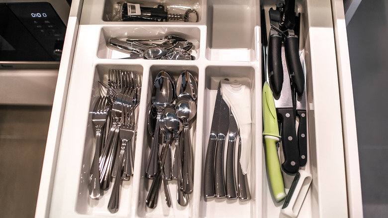 Messy silverware drawer