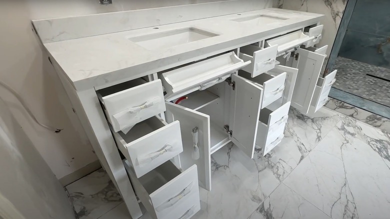 Assembled 75-inch Costco bathroom vanity