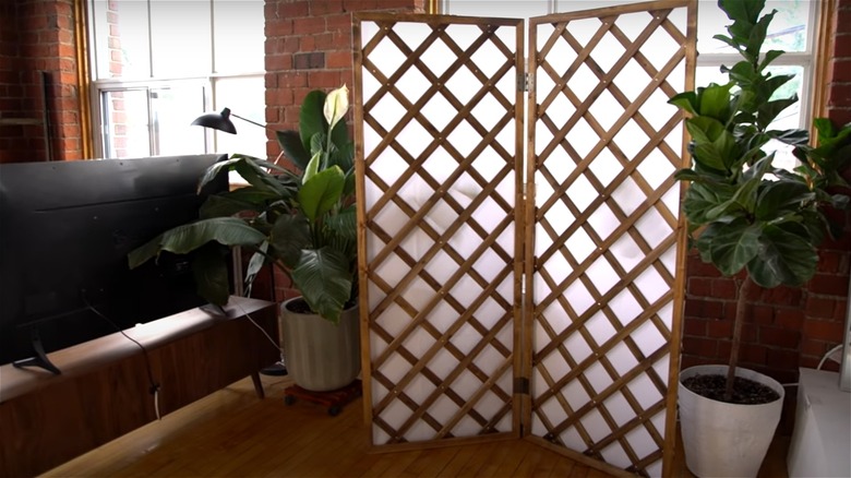 brown trellis room divider