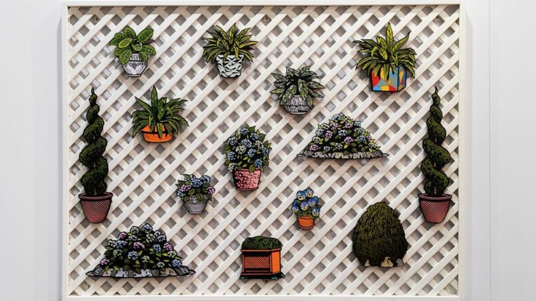 plant cutouts on lattice background