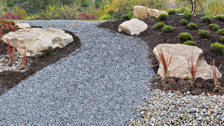 Backyard gravel path