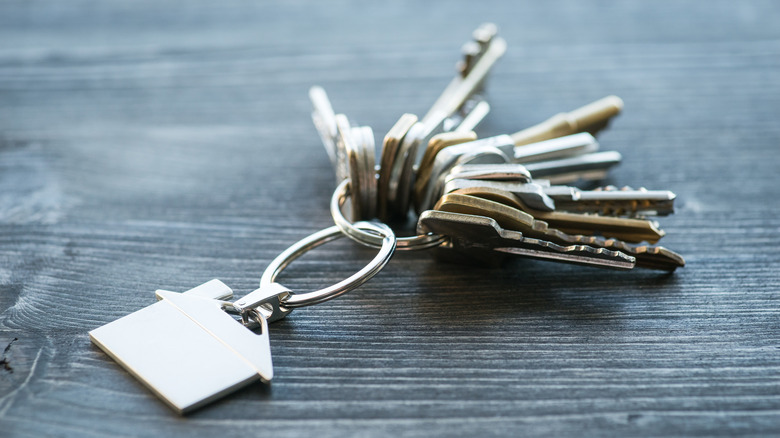 metal keys on wood surface