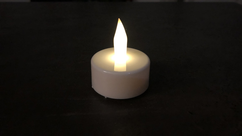 white faux tealight on table