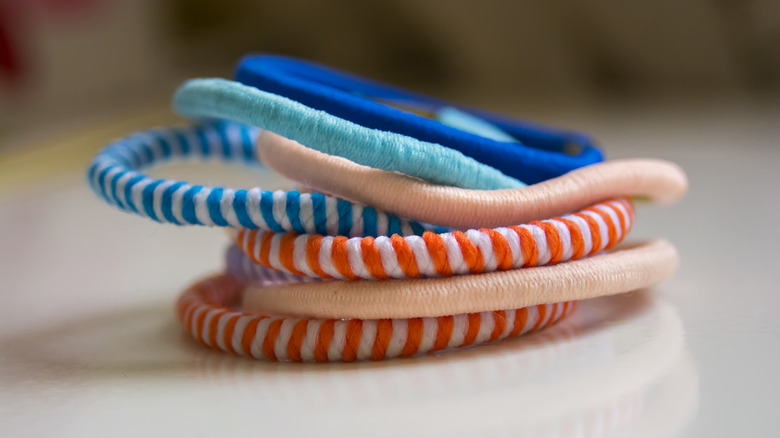 orange and blue hair elastics