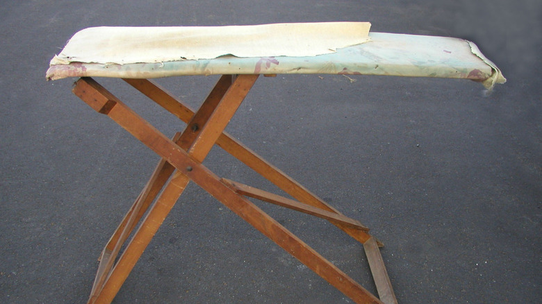 Vintage ironing board and iron