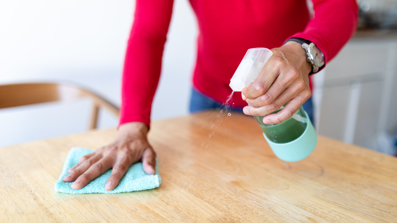 DIY multipurpose cleaner in a spray bottle used on countertops