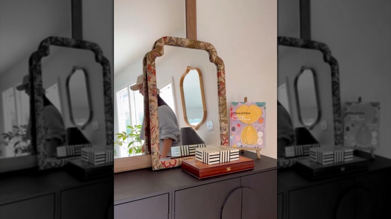 fabric mirror frame made from old ties