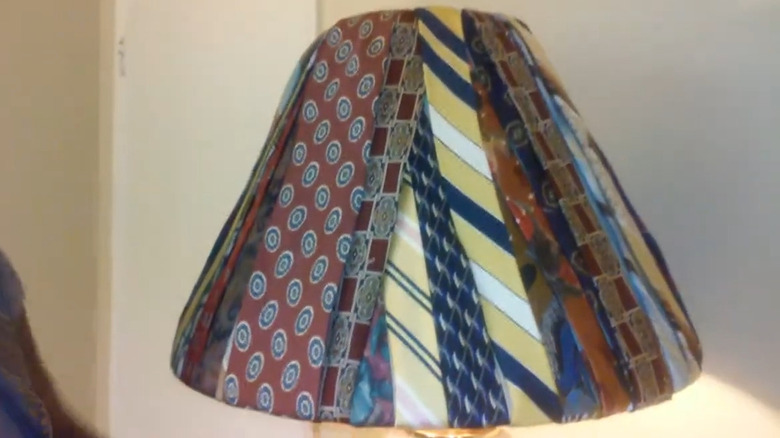 Lamp shade embellished with old neck ties