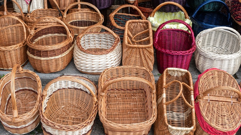 Assortment of wicker baskets