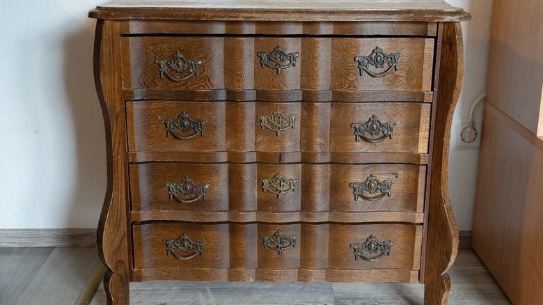 Old fashioned vintage furniture with drawers