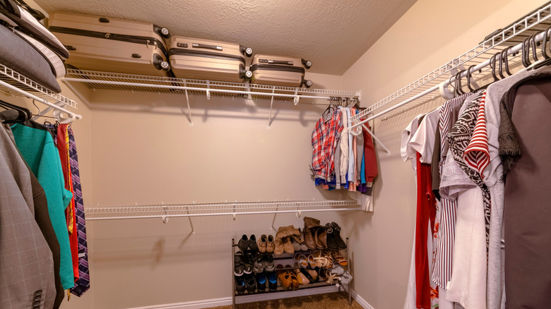 Large walk-in closet with wire shelving