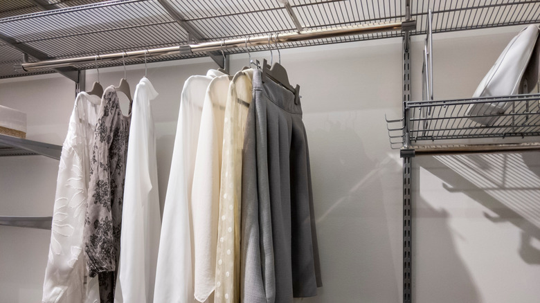 Wire closet shelving leaves clothes exposed to sunlight and dust