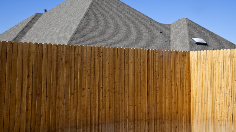 Large wooden privacy fence