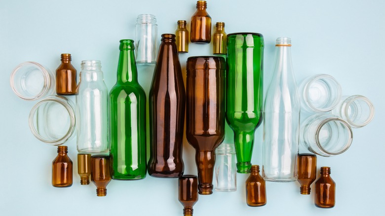 collection of glass bottles