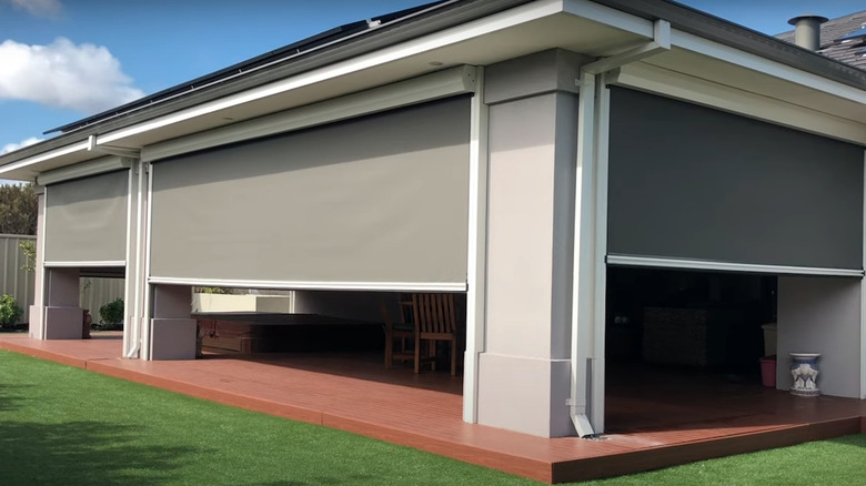 Outdoor blinds on patio