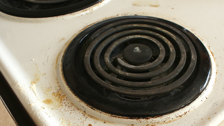 Dirty electric coil stovetop
