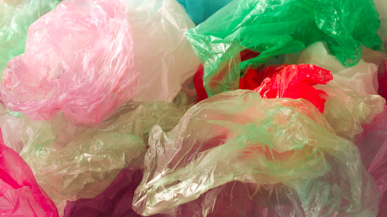 Pile of colorful plastic bags