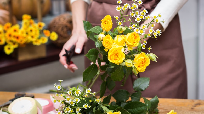 making a bouquet of flowers