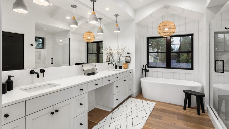 White bathroom with shaker cabinets