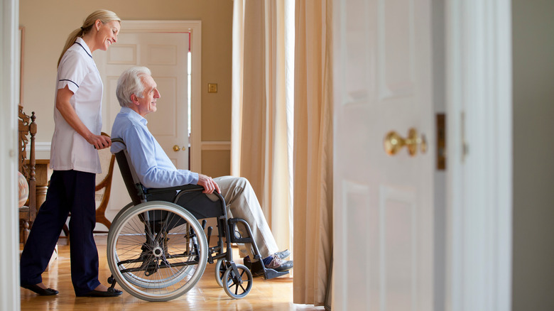 Person being pushed in wheelchair