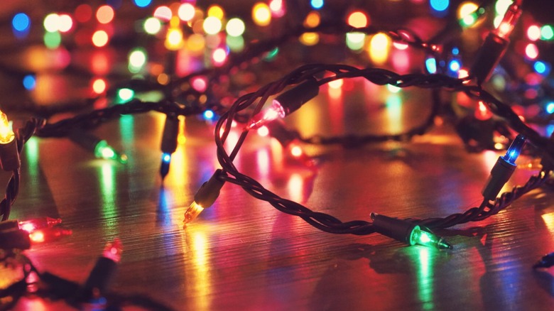 Christmas colorful lights on floor