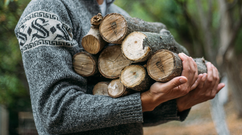 Person carrying firewood